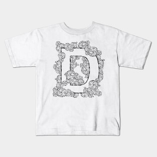 Letter D Retro Swirl Art Kids T-Shirt